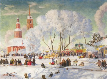 Paysage œuvres - shrovetide 1920 Boris Mikhailovich Kustodiev scènes urbaines